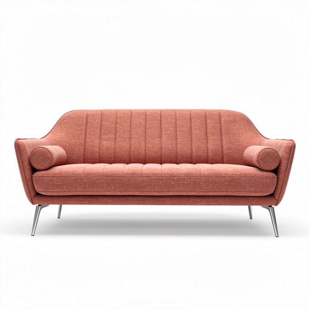 Sofa w kolorze różowym 180 x 80 x 80 cm z materiału tapicerskiego z metalowymi nóżkami