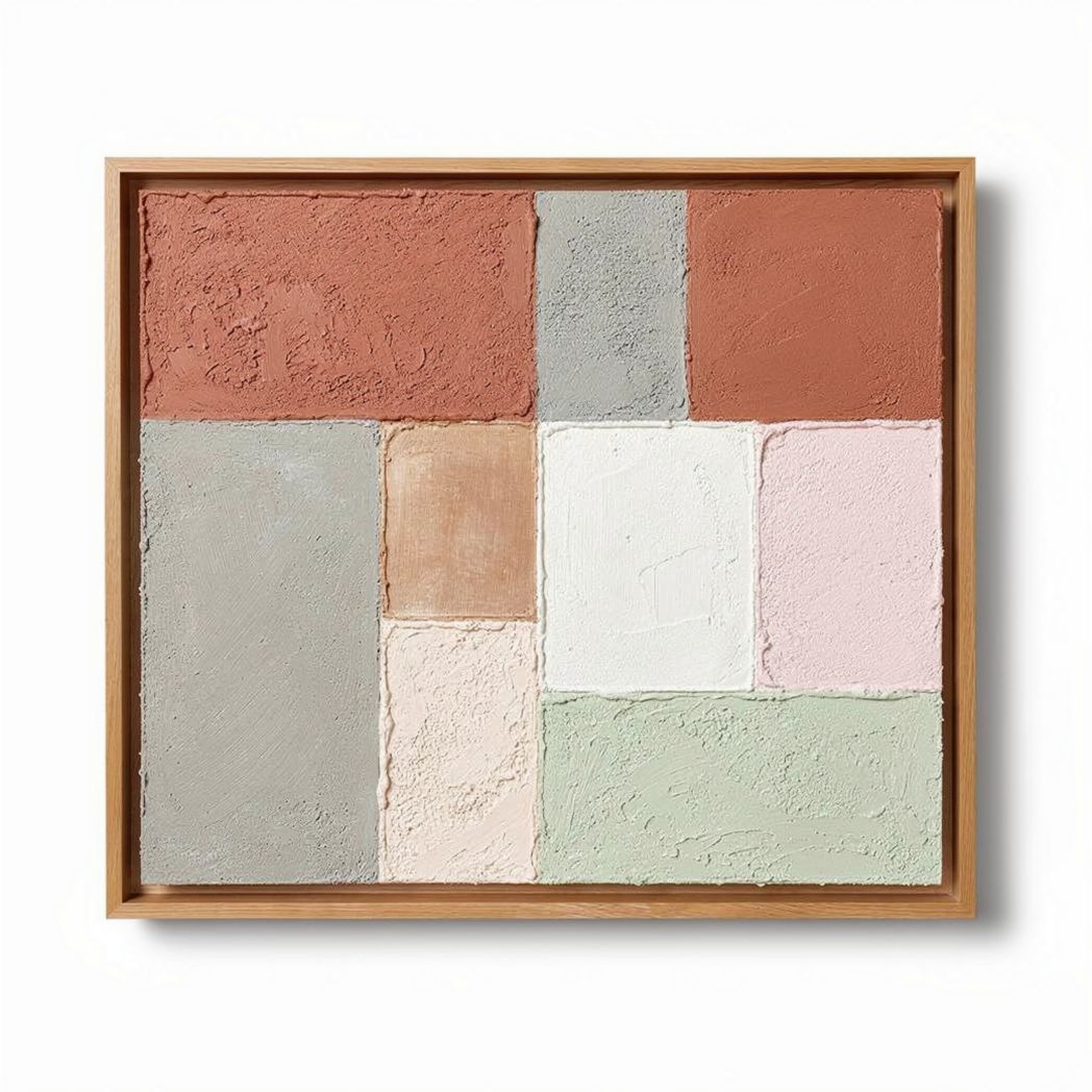 Miksowana tablica dekoracyjna w ramie z drewna o wymiarach 50 x 50 x 4cm
