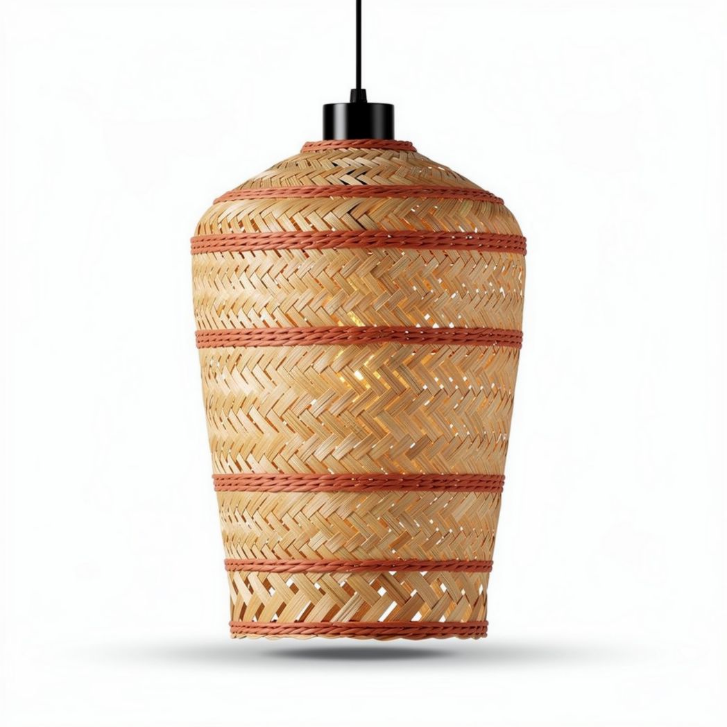 Lampa wisząca z wikliny o wysokości 50cm i średnicy 30cm w kolorze naturalnym