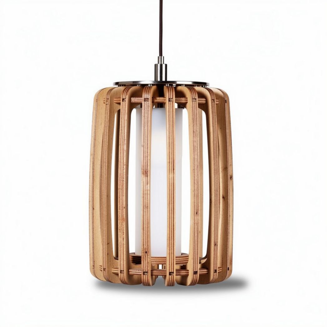 Lampa wisząca z drewna bambusowego w kształcie cylindrycznym 20 x 20 x 30cm